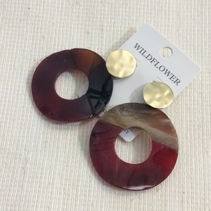Tortoise acrylic resin hoop earrings new
